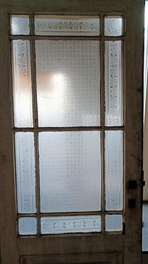 Antieke deuren met geëtst glas, Bricolage & Construction, Fenêtres & Moustiquaires, Utilisé, Porte intérieure, Moins de 200 cm