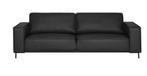 Zwarte Lederen 3-zits Bank, Ophalen, Rechte bank, Modern, 200 tot 250 cm