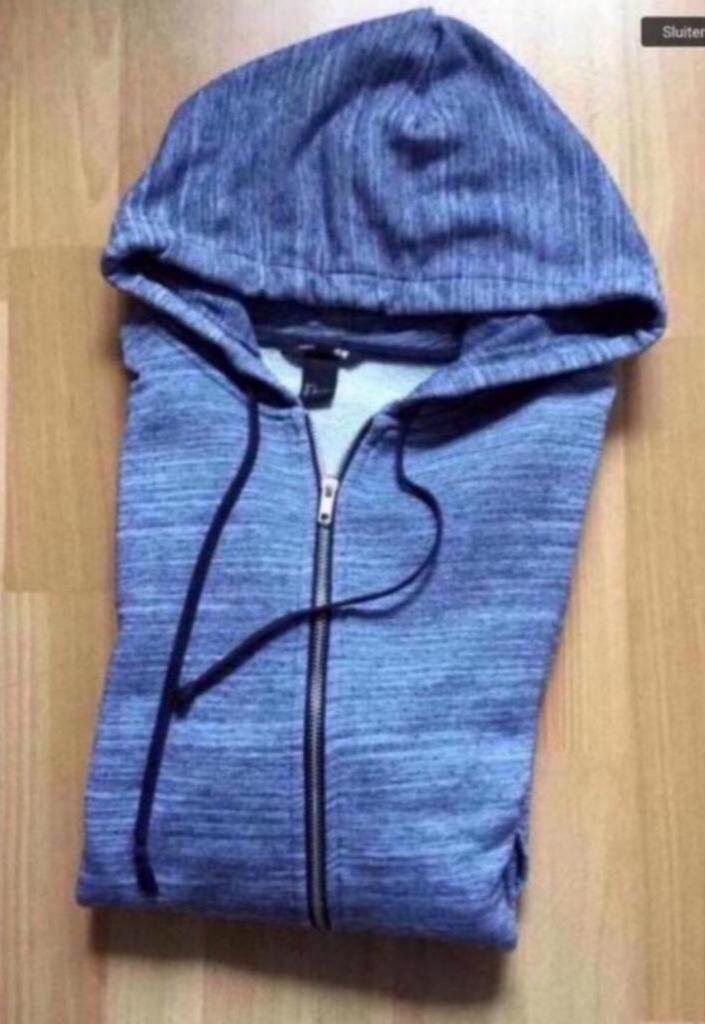 Blauwe gilet met kap en insteekzakken., Kleding | Heren, Truien en Vesten, Zo goed als nieuw, Maat 52/54 (L), Blauw, Ophalen of Verzenden