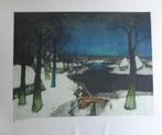 ALBERT SAVERYS / WINTERS LEIEZICHT / KLEURETS / 63x75cm, Antiek en Kunst, Kunst | Litho's en Zeefdrukken, Ophalen of Verzenden