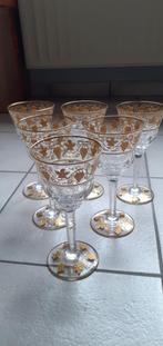 6 verres pampre vin grave d'or val saint lambert 1926, Antiquités & Art, Enlèvement ou Envoi