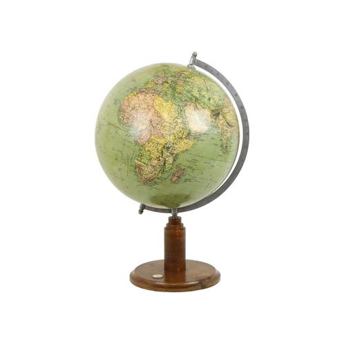 Vintage Wereldbol Globe met Kompas op Eiken Basis Jaren 40, Maison & Meubles, Accessoires pour la Maison | Globes, Utilisé, Enlèvement ou Envoi