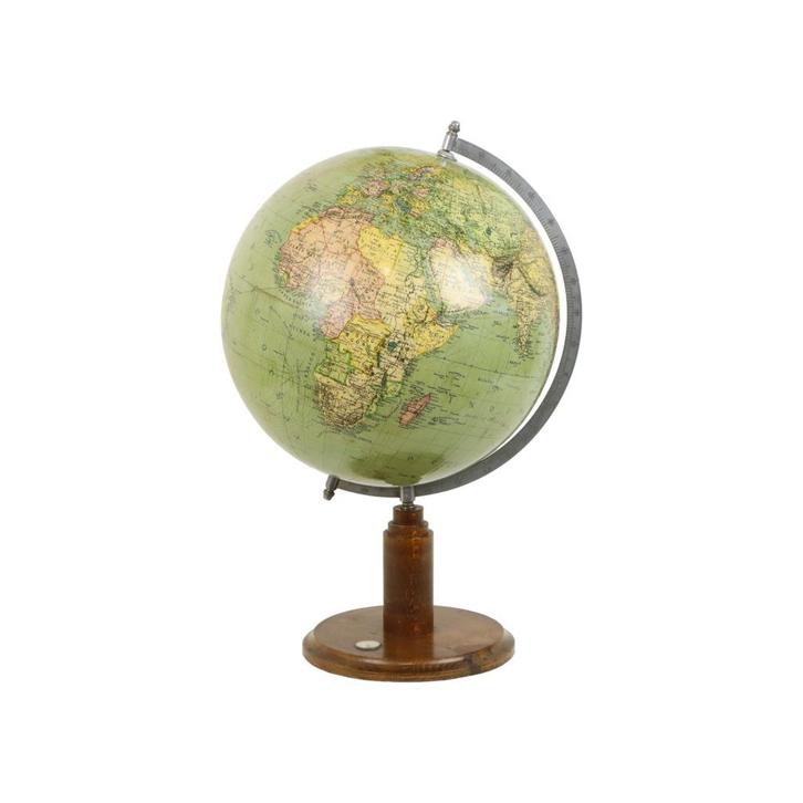 Vintage Wereldbol Globe met Kompas op Eiken Basis Jaren 40, Huis en Inrichting, Woonaccessoires | Wereldbollen, Gebruikt, Ophalen of Verzenden