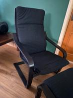 IKEA POÄNG fauteuil + voetenbank + kussens, Huis en Inrichting, Ophalen, Gebruikt, Hout