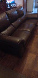 Canapé en cuir brun foncé, 250 à 300 cm, Banc droit, Comme neuf, Enlèvement