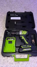Perceuse à percussion sans fil Greenworks GD24DD60K2 24 V, Enlèvement, Comme neuf, Foreuse et Perceuse