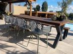 Handgemaakte tuinstel met bank en 4 stoelen, Ophalen, Zo goed als nieuw, Steigerhout, Bank