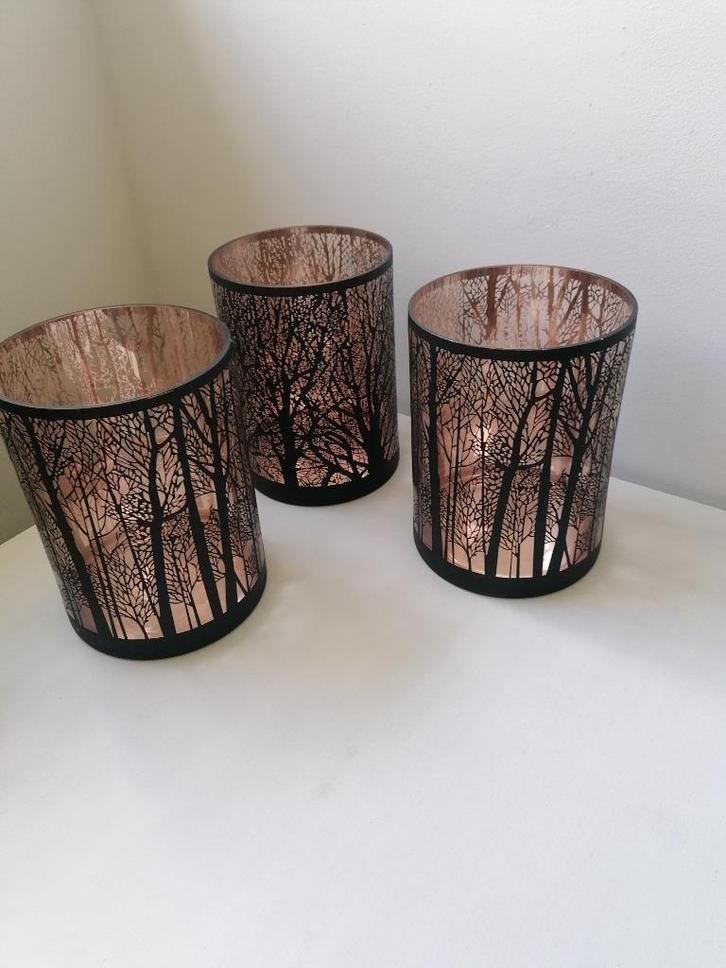 3 grote T  lichten met bos/bomen motief Nog nieuw, Huis en Inrichting, Woonaccessoires | Overige, Nieuw, Ophalen