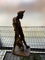 Bronzen beeldje man met hond, Antiek en Kunst, Ophalen, Brons