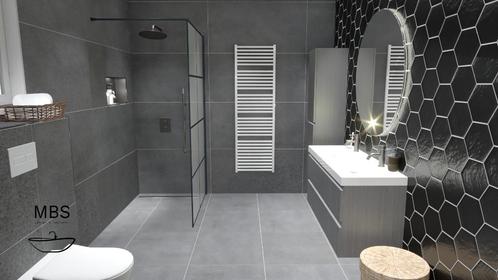 Badkamer set compleet sanitair/tegels.  Een TopDeal !, Bricolage & Construction, Sanitaire, Neuf, Autres types, Chrome, Verre
