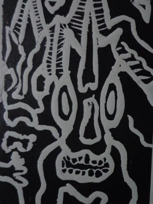 linosnede Cobra-achtige figuur Kobass (Koen Bassez) 1973, Antiquités & Art, Art | Eaux-fortes & Gravures, Enlèvement ou Envoi