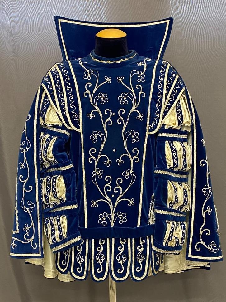 Blauw prinsenpak + steek in goede staat, maat M, Kleding | Heren, Carnavalskleding en Feestkleding, Gedragen, Kleding, Maat 48/50 (M)