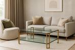 Peter Ghyczy salontafel in glas en brons, Ophalen, Gebruikt, 50 tot 100 cm, Glas