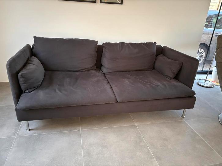 Donkergrijze zetel IKEA, Huis en Inrichting, Zetels | Zetels, Gebruikt, Rechte bank, Tweepersoons, 150 tot 200 cm, 75 tot 100 cm
