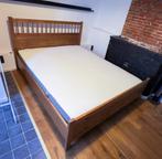 ikea houten bed met ikea LEIRSUND lattenbodem en matras, Ophalen, Bruin, Tweepersoons, 200 cm
