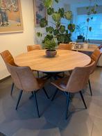 Ronde eettafel (150cm)+6 bijpassende stoelen, Huis en Inrichting, Ophalen, Zo goed als nieuw