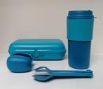 Tupperware Eco Lunchbox + Cups + Couverts + Boitier - Bleu, Bleu, Boîte, Enlèvement ou Envoi, Neuf