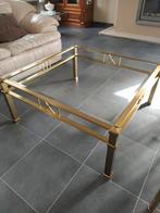 Koperen salontafel met afgehoekt glas, Huis en Inrichting, Tafels | Salontafels, Ophalen, Zo goed als nieuw, Glas