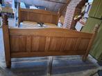 lit double en chêne massif avec sommiers à lattes, 210 cm, Comme neuf, Brun, Enlèvement