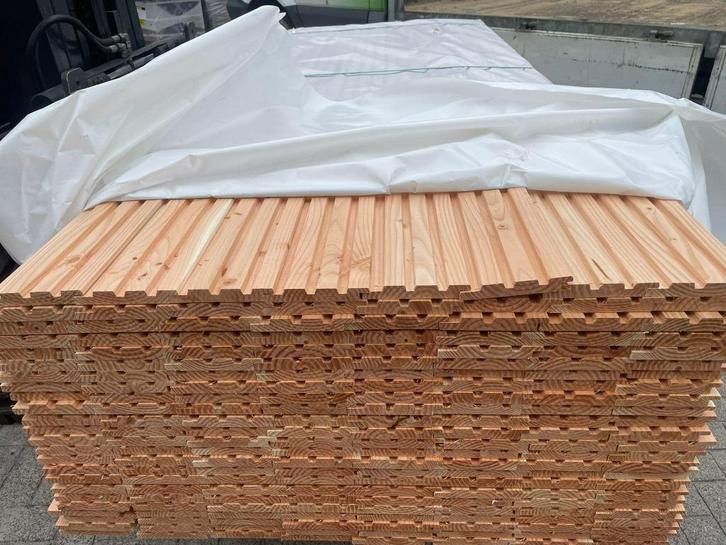 Douglas Rhombusprofielplank triple 2.1x14 x250/300/400 cm, Tuin en Terras, Palen, Balken en Planken, Nieuw, Balken, Ophalen