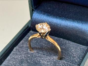 Gouden ring met natuurlijke diamant 1.42ct! certificaat GIA!, Handtassen en Accessoires, Ringen, Nieuw, Ophalen of Verzenden, 17 tot 18