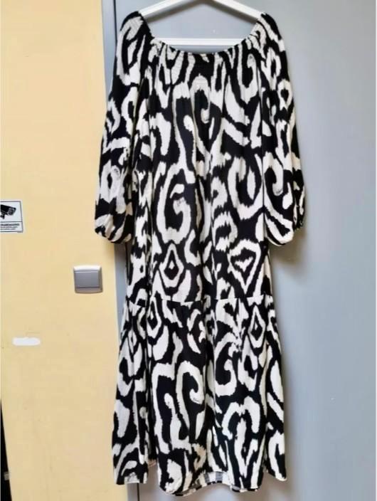 Jurk - H&M - maat 48, Kleding | Dames, Jurken, Zo goed als nieuw, Maat 46/48 (XL) of groter, Overige kleuren, Onder de knie, Verzenden