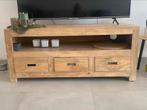 Tv meubel - teak - 130/50/55 - 3 lades, Huis en Inrichting, Kasten |Televisiemeubels, Ophalen, 100 tot 150 cm, Teakhout, Zo goed als nieuw