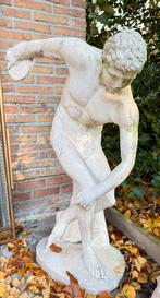 Groot stenen tuinbeeld van discuswerper, Ophalen, Gebruikt, Steen, Mensenbeeld
