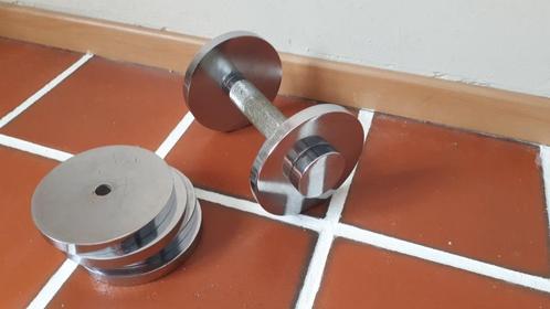 Metalen halter 3kg met opzetbare schrijven van 1kg elk, Sport en Fitness, Fitnessmaterialen, Zo goed als nieuw, Halterset, Armen