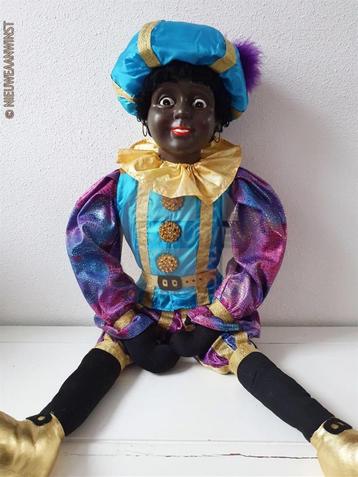 Authentieke V&D etalage zwarte Piet pop - 85cm, blauw/paars beschikbaar voor biedingen