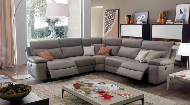 Canapé d'angle avec 2 Relax, Maison & Meubles, Canapés | Salons, Utilisé, Banc d'angle, Quatre personnes ou plus, 250 à 300 cm