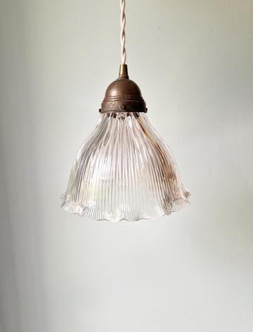 Holofaansuspensie in transparant gegroefd glas, 1920-30  beschikbaar voor biedingen