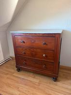 Houten ladekast met wit marmeren blad, Ophalen, Gebruikt, 50 tot 100 cm, 3 of 4 laden