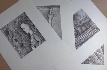 ARMAND SIMON / LOT 4 STUKS / VIEILLEURS MUETS LITHO 66x50cm beschikbaar voor biedingen