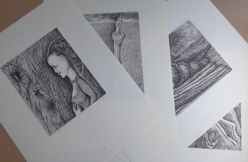 ARMAND SIMON / LOT 4 STUKS / VIEILLEURS MUETS LITHO 66x50cm, Antiek en Kunst, Kunst | Litho's en Zeefdrukken, Ophalen of Verzenden