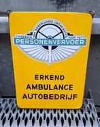 Emaille reclamebord F.N.O.P. Erkend Ambulance Autobedrijf🚘, Ophalen of Verzenden, Gebruikt, Reclamebord