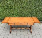 Salontafel in Engelse stijl met ingelegd bruin leder/leer, Antiek en Kunst, Ophalen