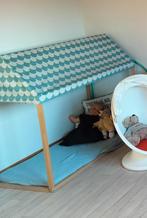Houten speelhuisje nobodinoz blauw, incl matras en overtrek, Ophalen, Zo goed als nieuw