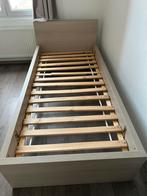 Eenpersoonsbed met lattenbodem, houtskleur, Ophalen, Eenpersoons, Bruin, 200 cm