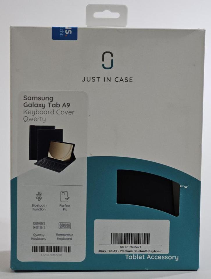 Just in Case Samsung Galaxy Tab A9 - Keyboard Cover | Retour, Computers en Software, Tablet-hoezen, Zo goed als nieuw, Bescherming voor- en achterkant