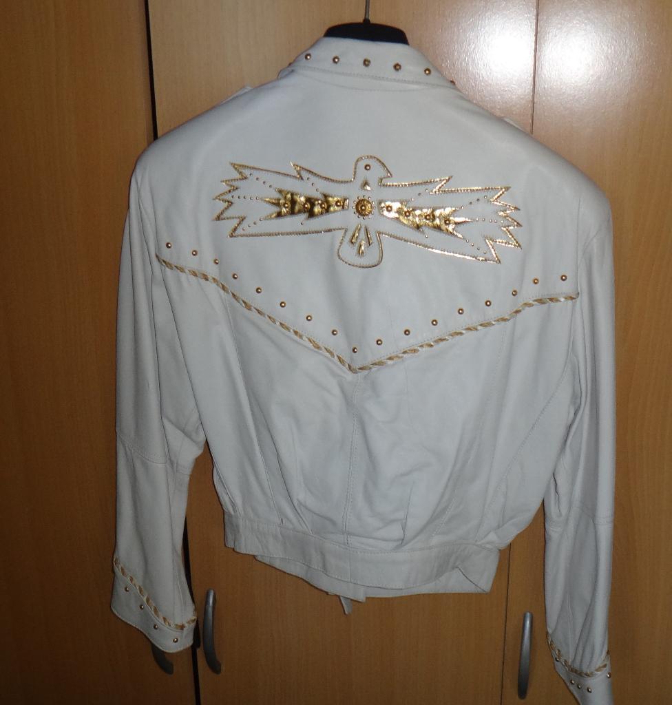 Wit lederen jacket met franjes, Ophalen of Verzenden, Zo goed als nieuw, Maat 38/40 (M), Wit