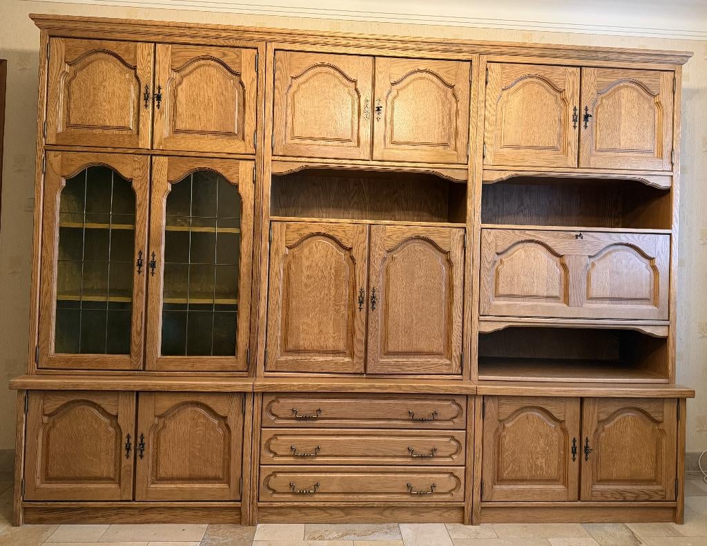 Eiken Wandmeubel, Huis en Inrichting, Kasten | Wandmeubels, Ophalen, 250 tot 300 cm, Met deur(en), 200 cm of meer