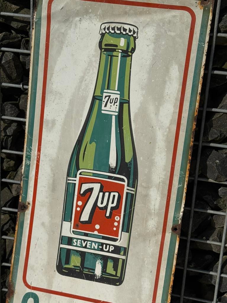 Oud 7up reclamebord Seven-Up, Ophalen of Verzenden, Gebruikt, Reclamebord