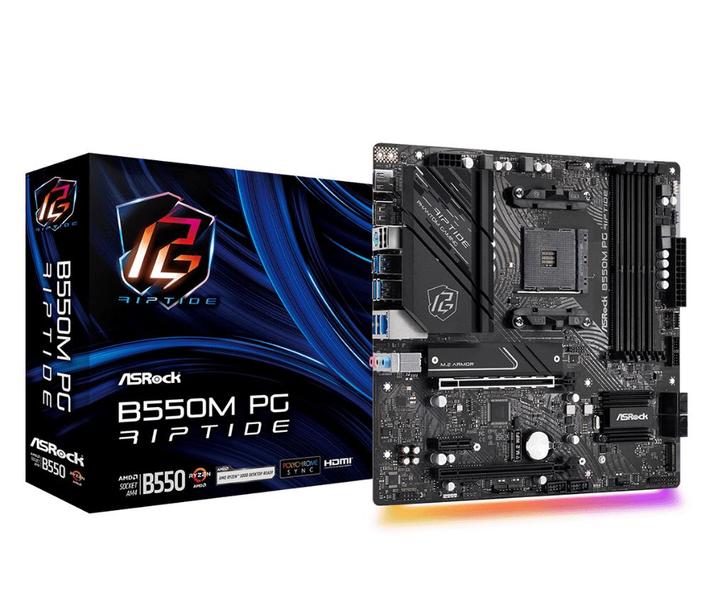 Carte mère ASRock B550M PG Riptide mATX, Informatique & Logiciels, Cartes mères, Neuf, AMD, DDR4, Enlèvement