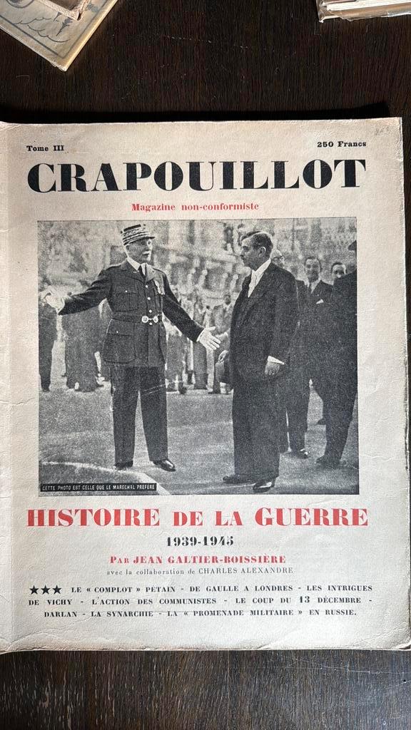 Magazines anciens LE CRAPOUILLOT (années 1930 à 1970), Livres, Journaux & Revues, Comme neuf, Enlèvement