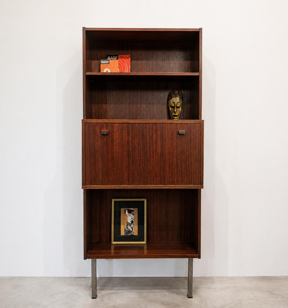 Armoire murale vintage en palissandre avec bar, Maison & Meubles, Enlèvement, Verre