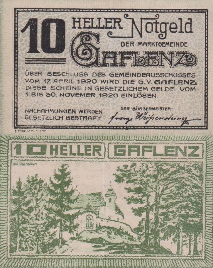 Gaflenz, Postzegels en Munten, Bankbiljetten | Europa | Niet-Eurobiljetten, Los biljet, Oostenrijk, Ophalen of Verzenden