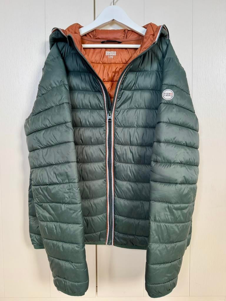 Fish & Chips gewatteerde jas maat 170, Kinderen en Baby's, Kinderkleding | Maat 170, Zo goed als nieuw, Jongen of Meisje, Jas