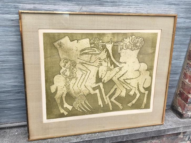 Eau forte signe pierre caille, Antiquités & Art, Art | Eaux-fortes & Gravures, Enlèvement ou Envoi