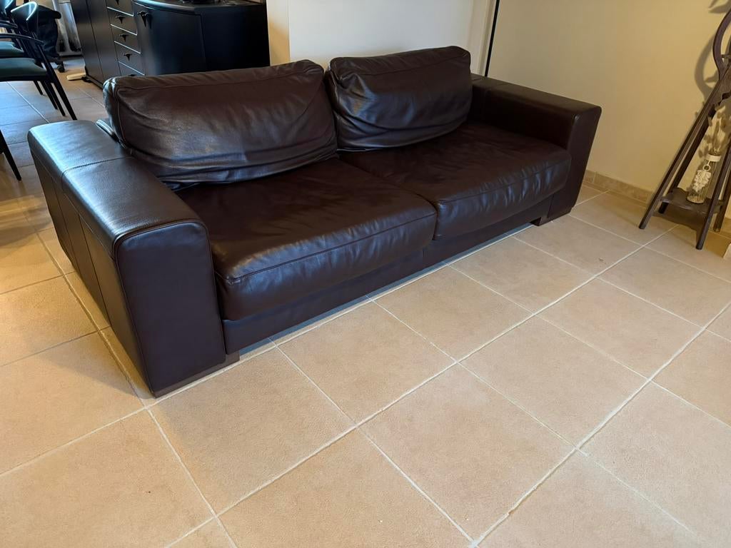 Natuzzi lederen ruime 3-zit, Ophalen, Gebruikt, 100 tot 125 cm, Driepersoons